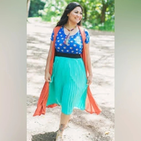 Lularoe women’s skirt  XL 16 18 midi full pattern Jill print black white pink - Picture 7 of 9